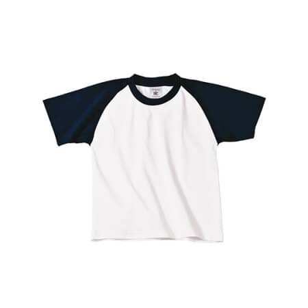 B&C T-Shirt Base-Ball / Kids White|Navy