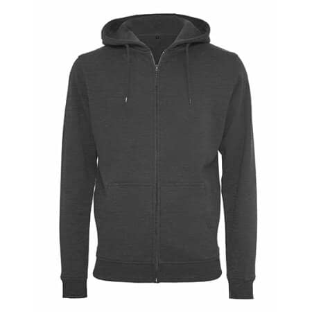 Build Your Brand Heavy Zip Hoody Charcoal (Heather)