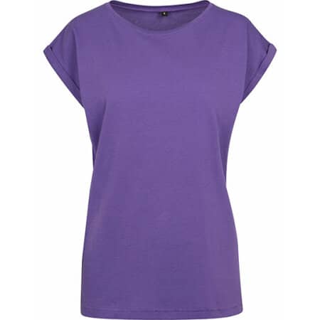 Build Your Brand Ladies` Extended Shoulder Tee Ultraviolett
