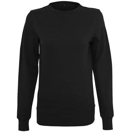 Build Your Brand Ladies` Light Crewneck Black