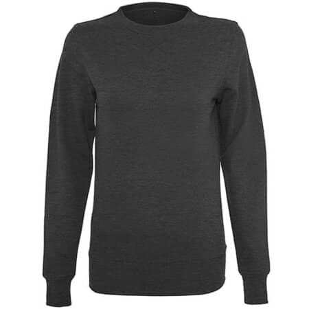 Build Your Brand Ladies` Light Crewneck Charcoal (Heather)
