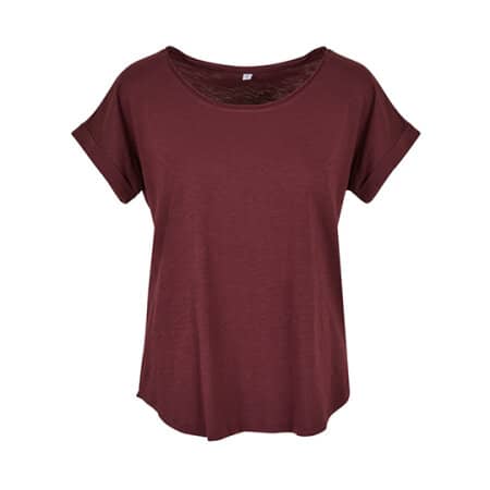Build Your Brand Ladies` Long Slub Tee Cherry