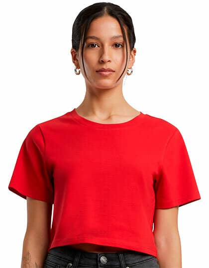 T-Shirts in City Red: Ladies` Cropped Tee BY042 von Build Your Brand
