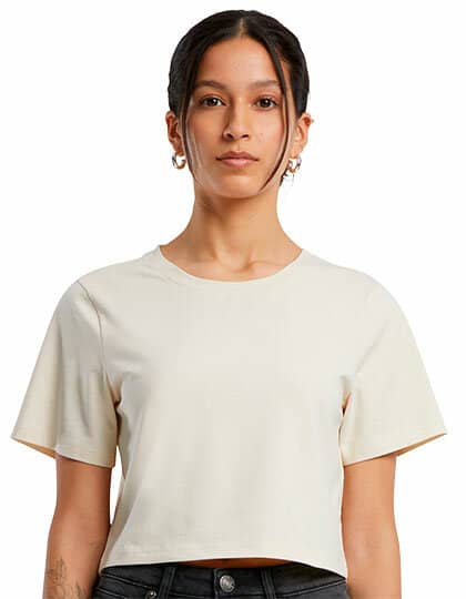 T-Shirts in White Sand: Ladies` Cropped Tee BY042 von Build Your Brand