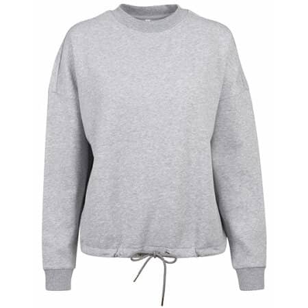 Build Your Brand Ladies` Oversize Crewneck Heather Grey