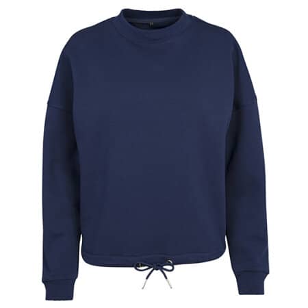 Build Your Brand Ladies` Oversize Crewneck Light Navy