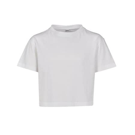 Build Your Brand Girls Cropped Jersey Tee White