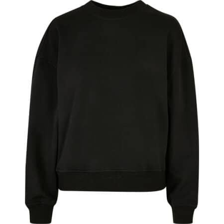 Build Your Brand Ladies Oversized Crewneck Sweatshirt Black