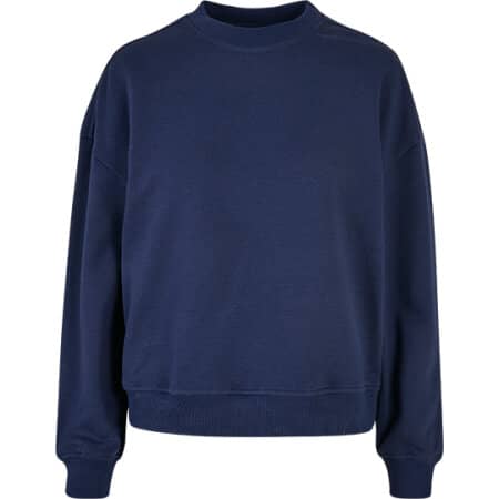 Build Your Brand Ladies Oversized Crewneck Sweatshirt Light Navy
