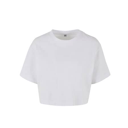 Build Your Brand Ladies Short Oversized Tee White