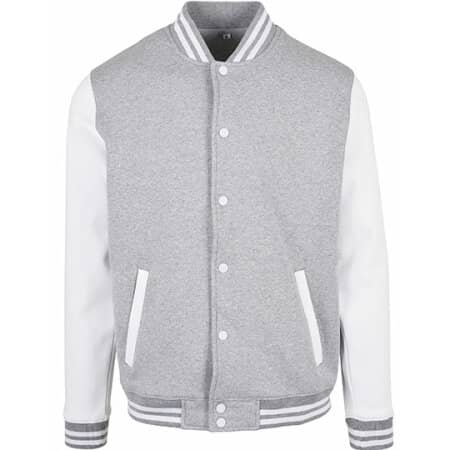 Build Your Brand Basic Basic College Jacket Heather Grey|White