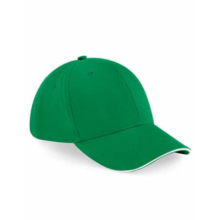 Beechfield Athleisure 6 Panel Cap Kelly Green|White