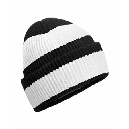 Beechfield Colour Block Beanie Black|Soft White