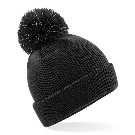 Beechfield Junior Reflective Bobble Beanie Black