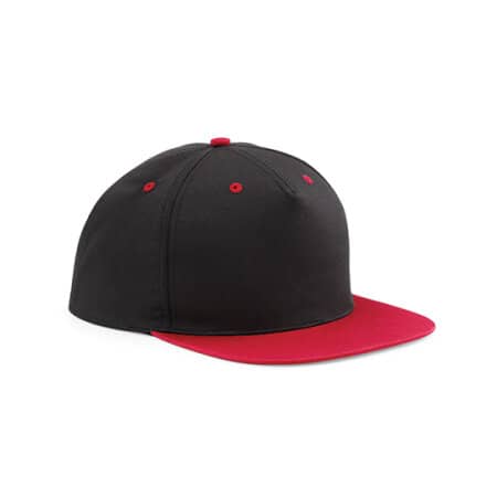 Beechfield 5 Panel Contrast Snapback Black|Classic Red