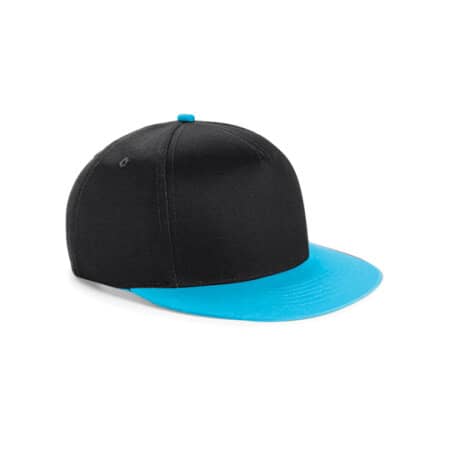 Beechfield Youth Size Snapback Black|Surf Blue