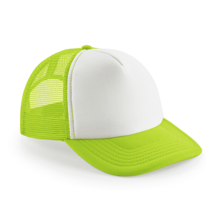 Beechfield Junior Vintage Snapback Trucker Lime Green|White