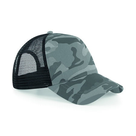 Beechfield Camo Snapback Trucker Arctic Camo|Black