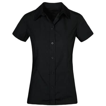 Promodoro Women`s Poplin Shirt Short Sleeve Black