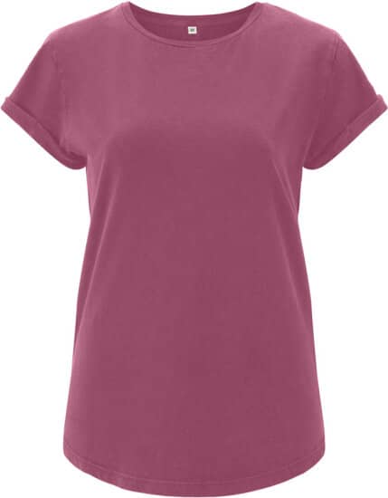 T-Shirts in Faded Burgundy (Berry): Women`s Rolled Up Sleeve Organic EP16 von EarthPositive