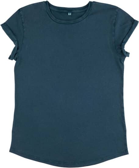 T-Shirts in Stone Washed Denim: Women`s Rolled Up Sleeve Organic EP16 von EarthPositive