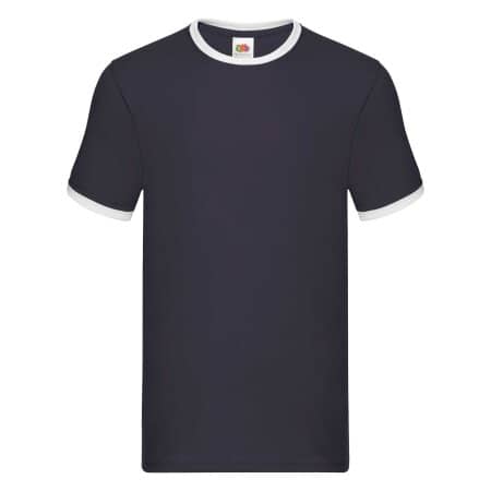 Fruit of the Loom Ringer Tee Navy|White