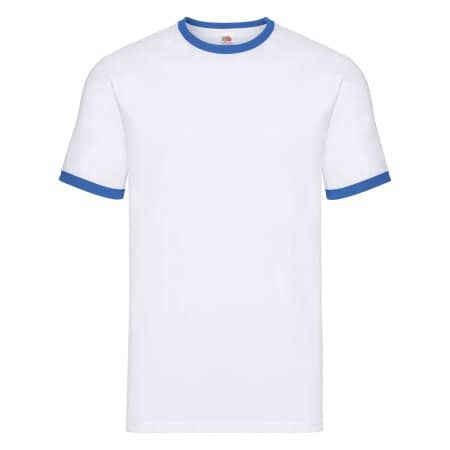 Fruit of the Loom Valueweight Ringer Tee White|Royal Blue
