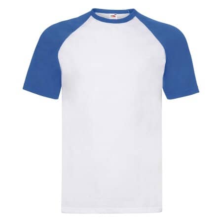Fruit of the Loom Shortsleeve Baseball T White|Royal Blue