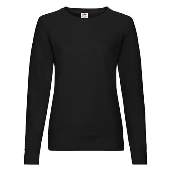 Sweatshirts in Black: Lightweight Raglan Sweat Lady-Fit F315 von Fruit of the Loom