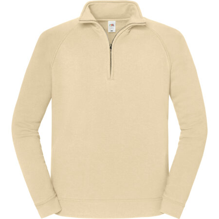 Fruit of the Loom Iconic Premium Zip Neck Sweat Desert Sand