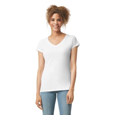 Gildan Softstyle® Ladies` V-Neck T-Shirt White