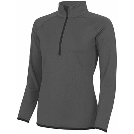 Just Cool Girlie Cool 1/2 Zip Sweat Charcoal (Solid)|Jet Black