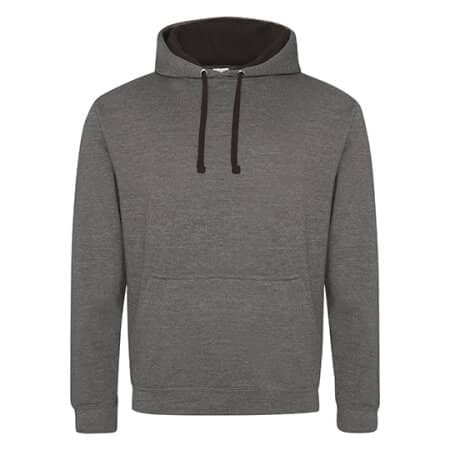 Just Hoods Varsity Hoodie Charcoal (Heather)|Jet Black