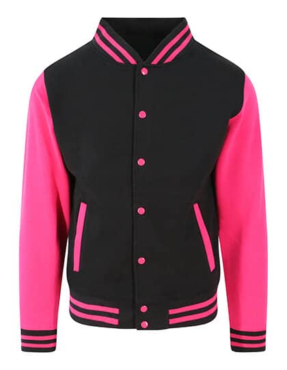 Jacken in Jet Black|Hot Pink: Varsity Jacket JH043 von Just Hoods