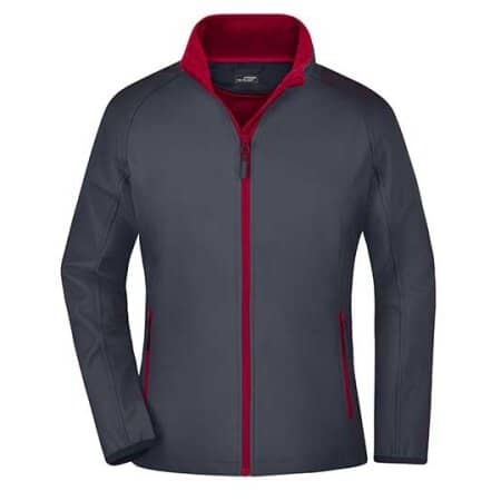 James+Nicholson Ladies` Promo Softshell Jacket Iron Grey|Red
