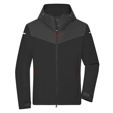 James+Nicholson Men´s Allweather Jacket Black|Carbon|Light Red