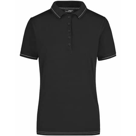 James+Nicholson Ladies` Elastic Polo Black|White