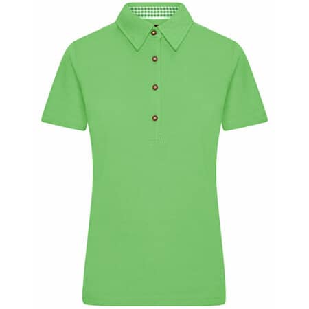 James+Nicholson Ladies` Traditional Polo Lime Green|Lime Green|White