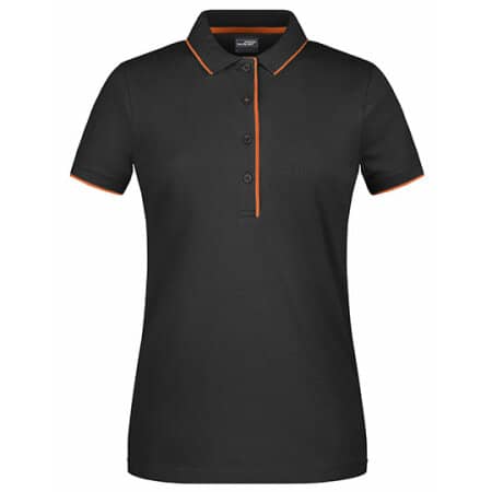 James+Nicholson Ladies` Polo Stripe Black|Orange