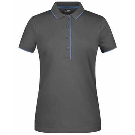 James+Nicholson Ladies` Polo Stripe Graphite (Solid)|Aqua