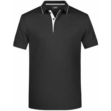 James+Nicholson Men`s Polo Stripe Black|Silver (Solid)