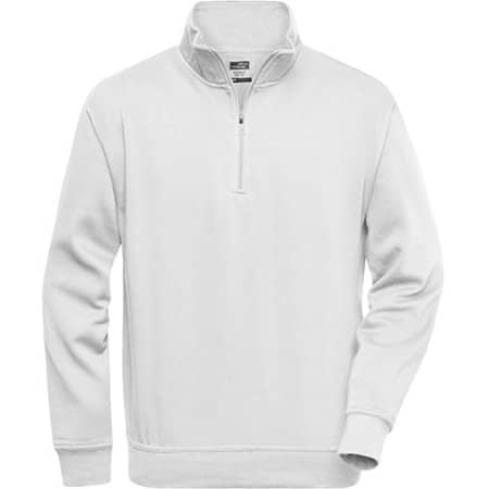 James+Nicholson Workwear Half Zip Sweat White