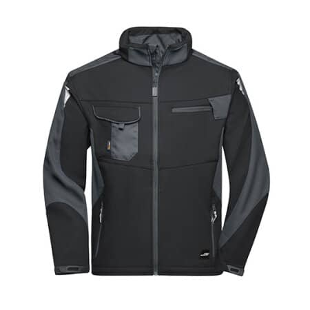 James+Nicholson Workwear Softshell Jacket -STRONG- Black|Carbon