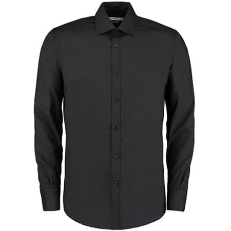 Kustom Kit Men`s Slim Fit Business Shirt Long Sleeve Black