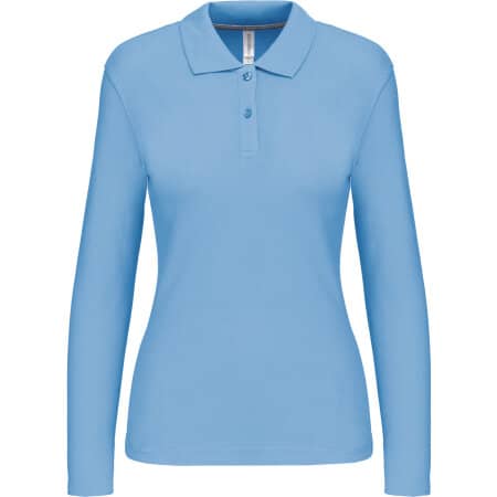 Kariban Damen Piqué Poloshirt Langarm Sky Blue