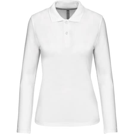 Kariban Damen Piqué Poloshirt Langarm White