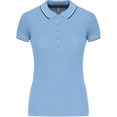 Kariban Damen Piqué Poloshirt Kurzarm Sky Blue|Navy|White