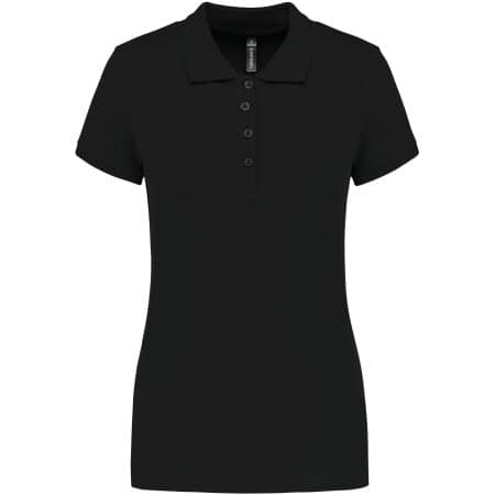 Kariban Damen Kurzarm-Poloshirt. Baumwollpiqué. Black