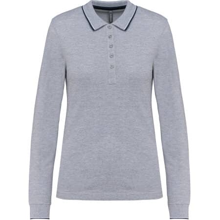 Kariban Langarm-Polohemd aus Piqué für Damen 