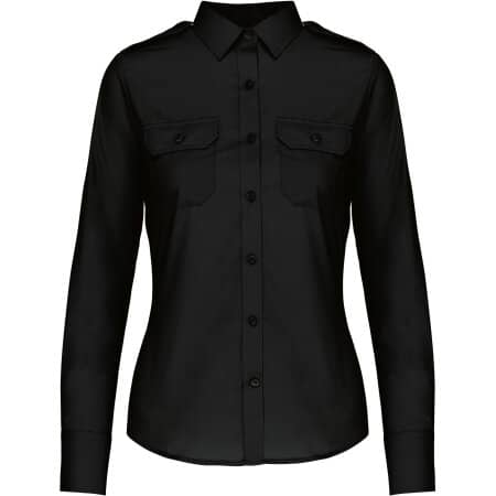 Kariban Langarm-Pilotenhemd für Damen Black